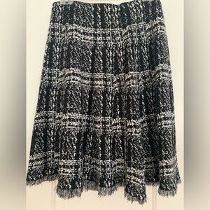 Milano Black and White Patterned Skirt with fringed edge.